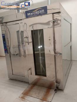 Double trolley rotary oven in stainless steel, Marcepan, pellet heating.